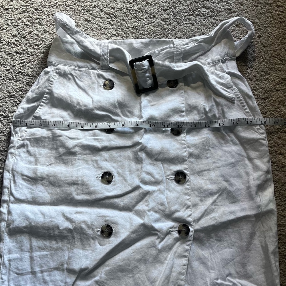Club Monaco White Linen Blend Midi Skirt with Belt - Picture 6 of 10